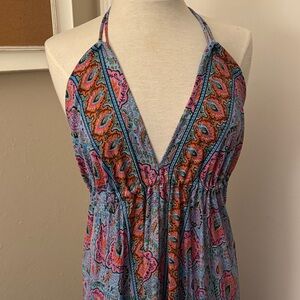 Silk Colorful Halter Dress